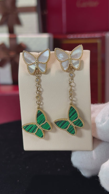 Van Cleef Inspired Butterfly Design 14k Yellow Gold Earrings