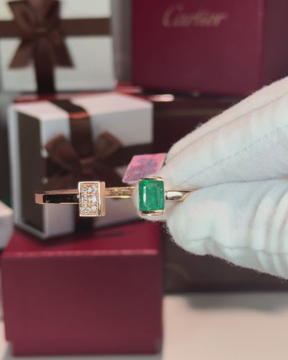 Emerald Open Cuff 14k Rose Gold Bangle