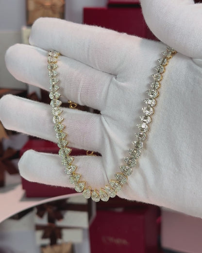 14k Yellow Gold Raindrop Tennis Necklace