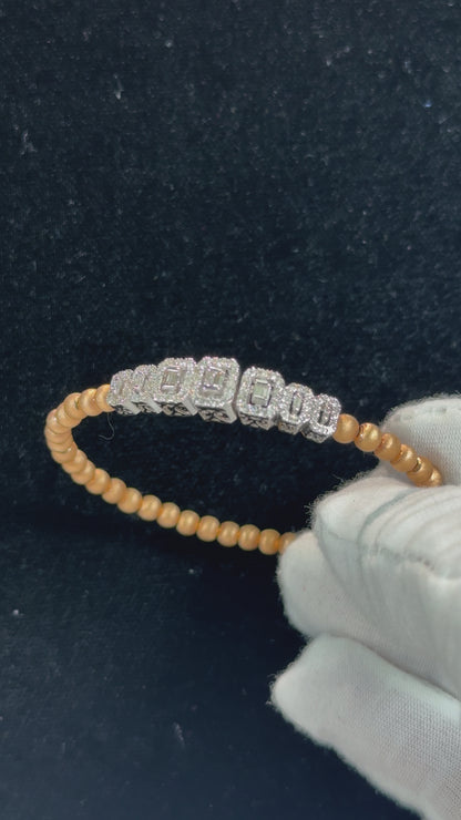 Baguette Halo 18k Rose Gold Diamond Bracelet