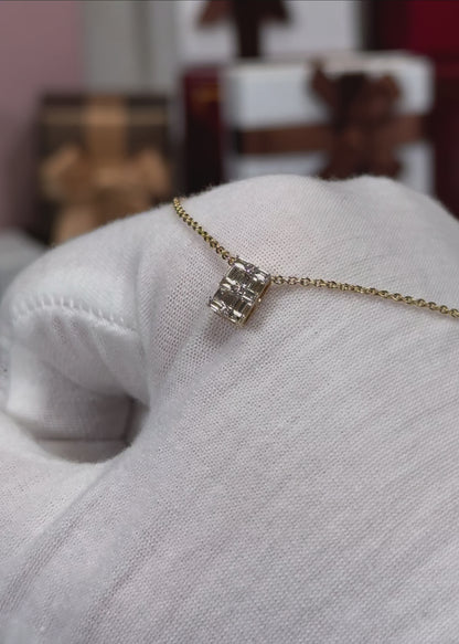Baguette Diamond Pendant 14k Yellow Gold Necklace