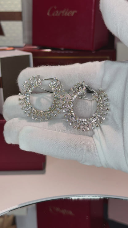 Open Circle Diamond 14k White Gold Earrings