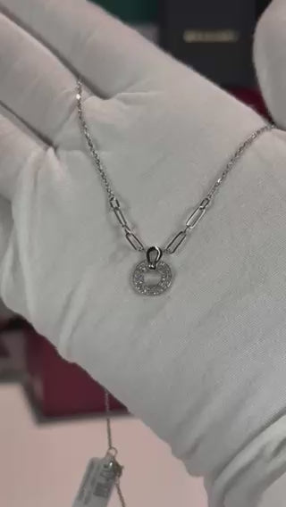 Diamond Circle Pandent 14k White Gold Necklace
