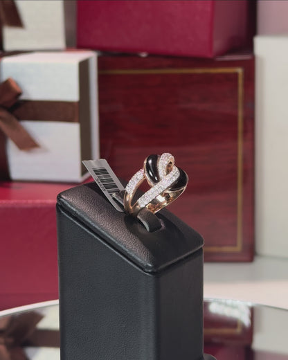Interlocking Rings Design 14k Rose Gold Diamond Ring