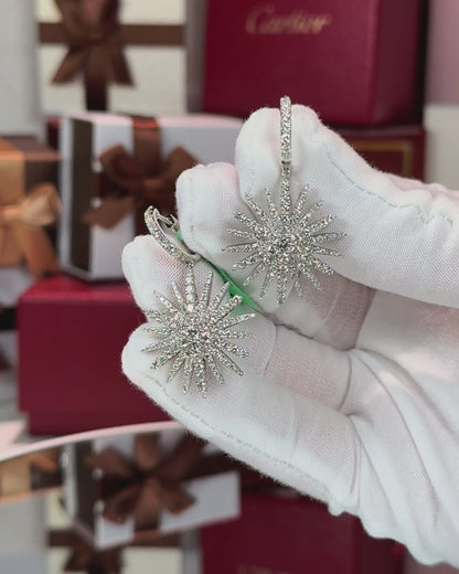 18k White Gold Star Diamond Earrings