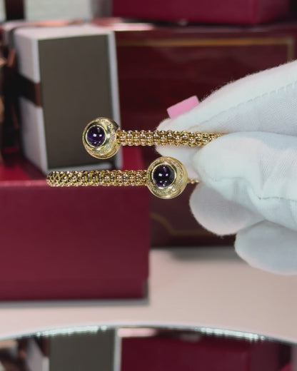 Amethyst and Diamond 14k Yellow Gold Bangle