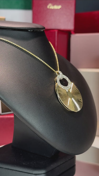 Chinese Hanfu Handbag style Pendant 14k Yellow Gold Necklace