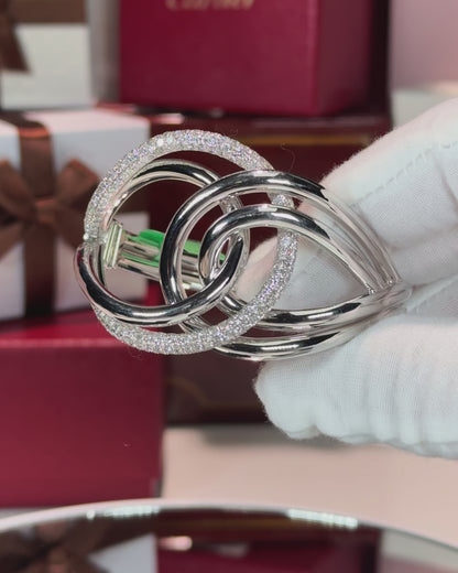 Entangled 14k White Gold Diamond Bangle