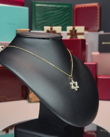 14k Yellow Gold Star of David Diamond Pendant Necklace