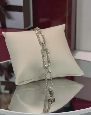 Diamond Links 14k Yellow Gold Bracelet