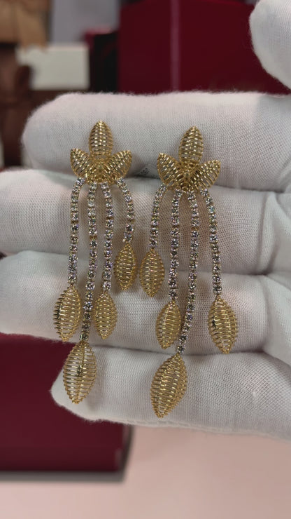 Sweet Corn 14k Yellow Gold Diamond Earrings