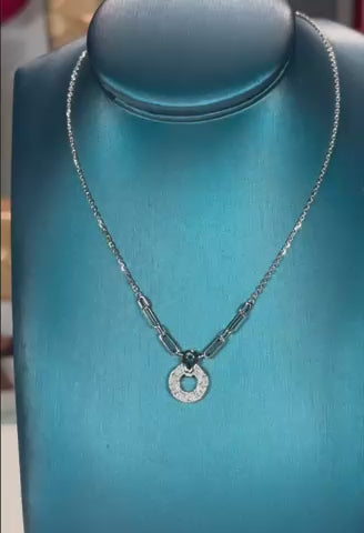 Diamond Circle Pandent 14k White Gold Necklace