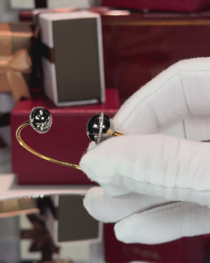 18k Yellow Gold Open Cuff Diamond Bangle