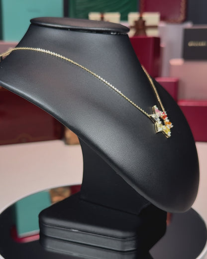 14k Yellow Gold Rainbow Star of David Pendant Necklace