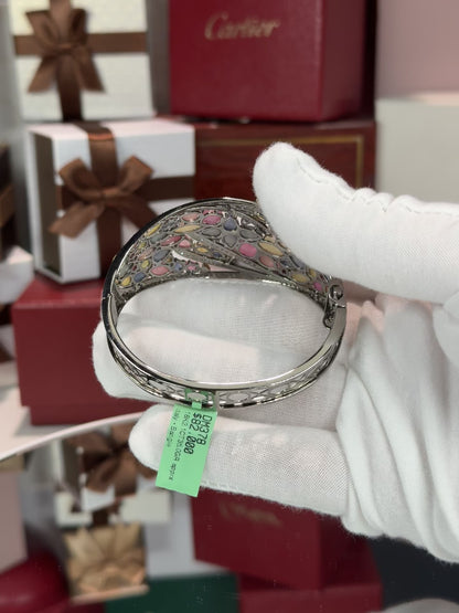 18k White Gold Assorted Color Stone Bangle