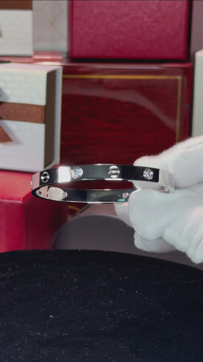Cartier Love Bracelet 4 Diamond 18k White Gold