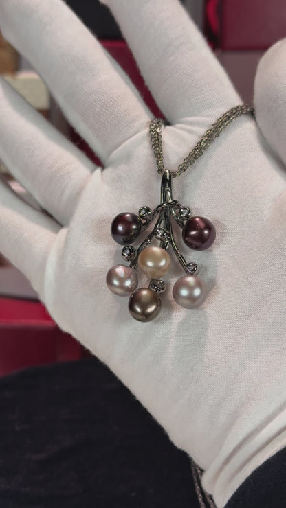 Colorful Pearl 14k White Gold Necklace