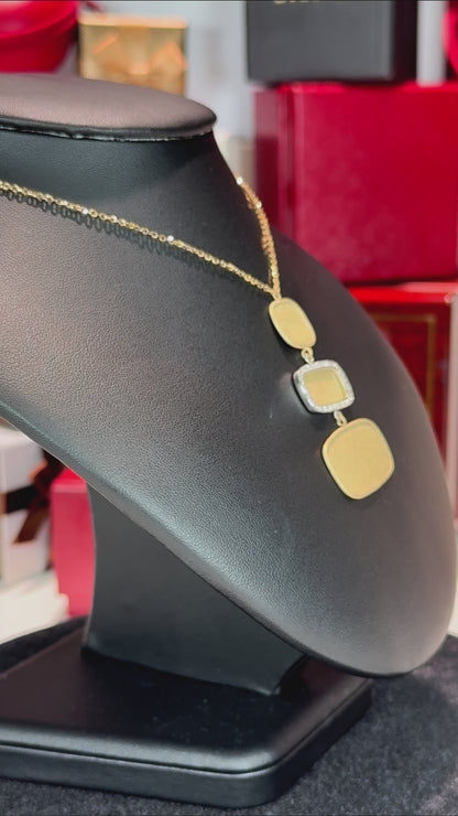 Stacking Stones Matte Finished 14k Yellow Gold Necklace