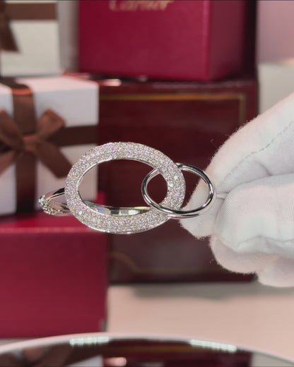 Doube Loop 14k White Gold Diamond Bangle