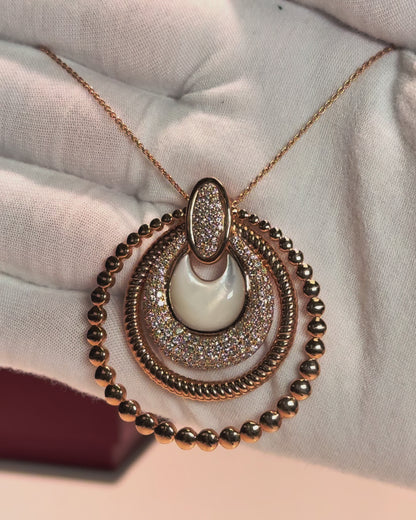 Assorted Rings Design 14k Rose Gold MoP and Diamond Pendant Necklace