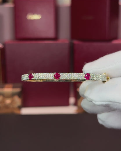 14k Yellow Gold Ruby and Diamond Bangle