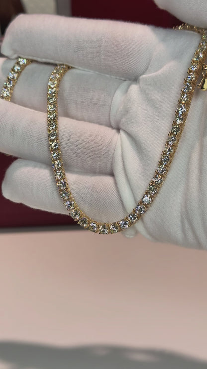 14k Yellow Gold Diamond Tennis Necklace