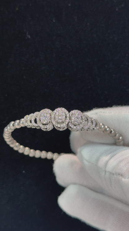 Oval Halo 18k White Gold Diamond Bracelet