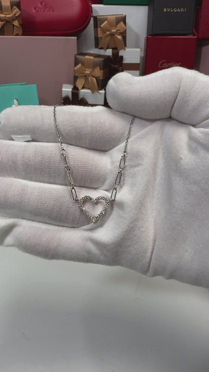 Heart Diamond 14k White gold Necklace