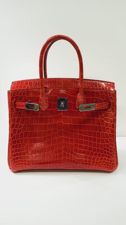 Hermes Birkin 30cm, Geranium, Niloticus Leather, Palladium Hardware
