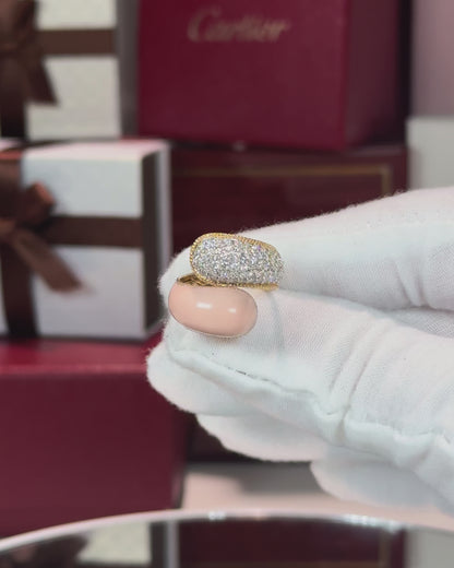14k Yellow Gold Coral and Diamond Bypass Ring