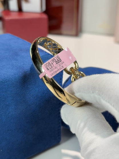 Ribbon Design 14k Yellow Gold Diamond Bangle