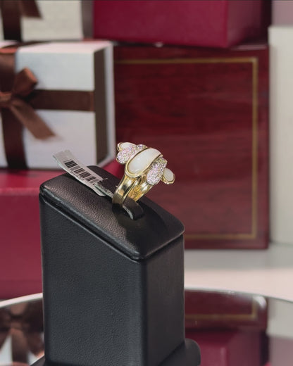 14k Yellow Gold MoP and Diamond Calm Shell Wrap Ring
