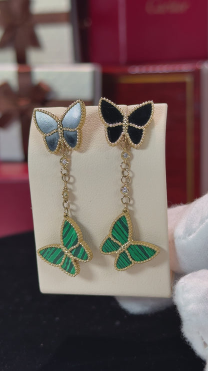 Van Cleef Inspired Butterfly Design 14k Yellow Gold Earrings