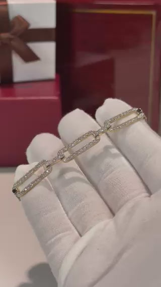 Diamond Links 14k Yellow Gold Bracelet