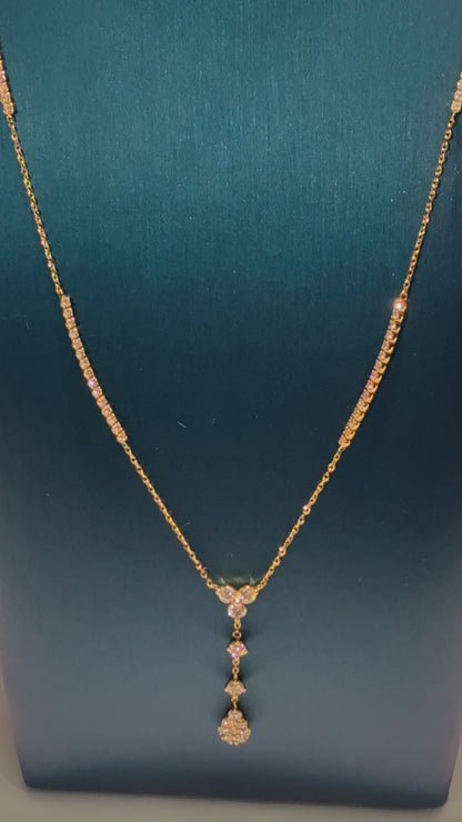 Dangling Teardrop 14k Yellow Gold Diamond Necklace