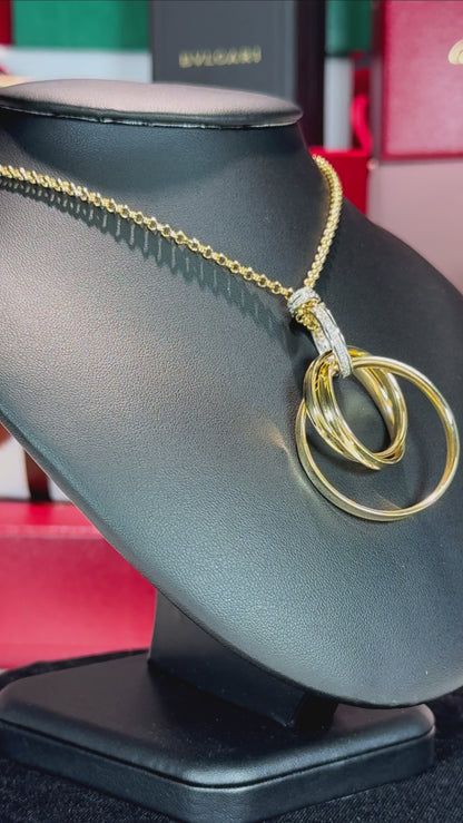 Diamond Ring and 14k Yellow Gold Rings Necklace