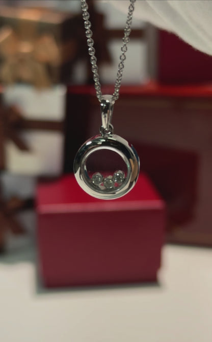 Glass Case Diamond Pendant 14k White Gold Necklace