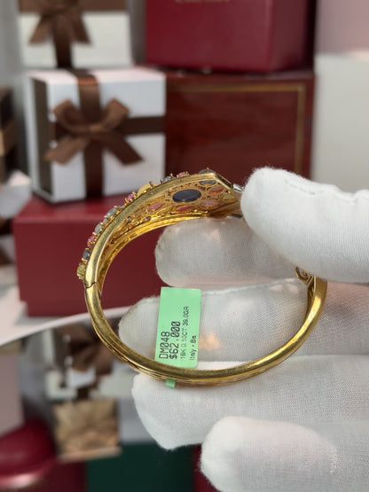 18k Yellow Gold Assorted Color Stone Bangle