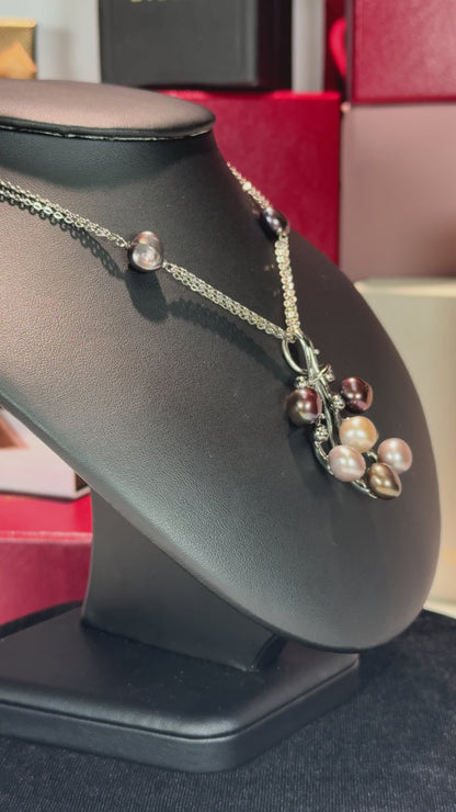 Colorful Pearl 14k White Gold Necklace