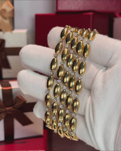 Multi-layer Rice Chain 14k Yellow Gold Bracelet