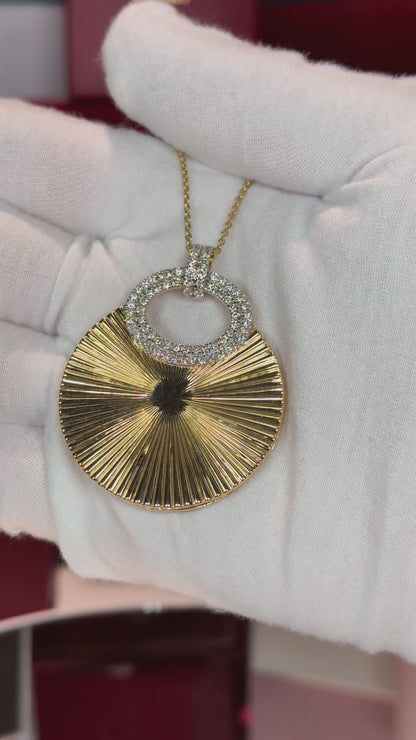 Chinese Hanfu Handbag style Pendant 14k Yellow Gold Necklace