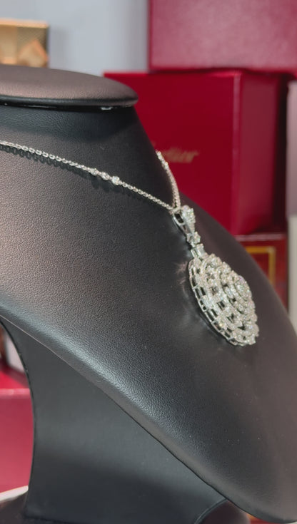 Oval Diamond Pendant 14k White Gold Necklace