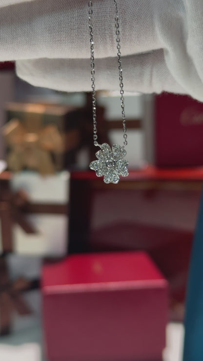 Flower Diamond 14k White Gold Necklace