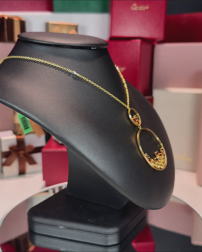 18k Yellow Gold Colorstones Pendant Necklace