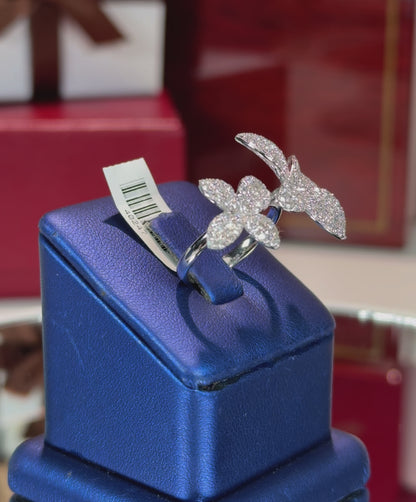 Double Diamond Flower 14k White Gold Ring