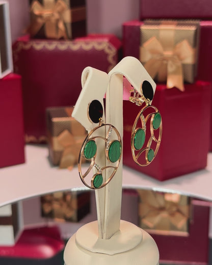 14k Yellow Gold Circle Drop Earrings