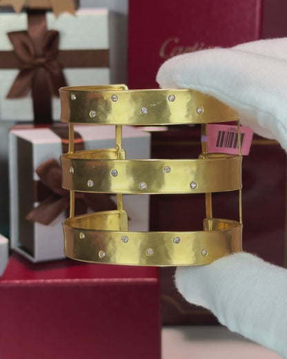 Three Layered 14k Yellow Gold Bangle