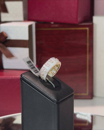 14k Yellow Gold MoP and Diamond Eternity Band Ring