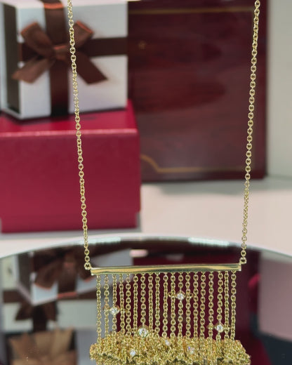 14k Yellow Gold Chain Curtain Necklace
