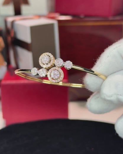 Diamond Halo 14k Yellow Gold Bracelet